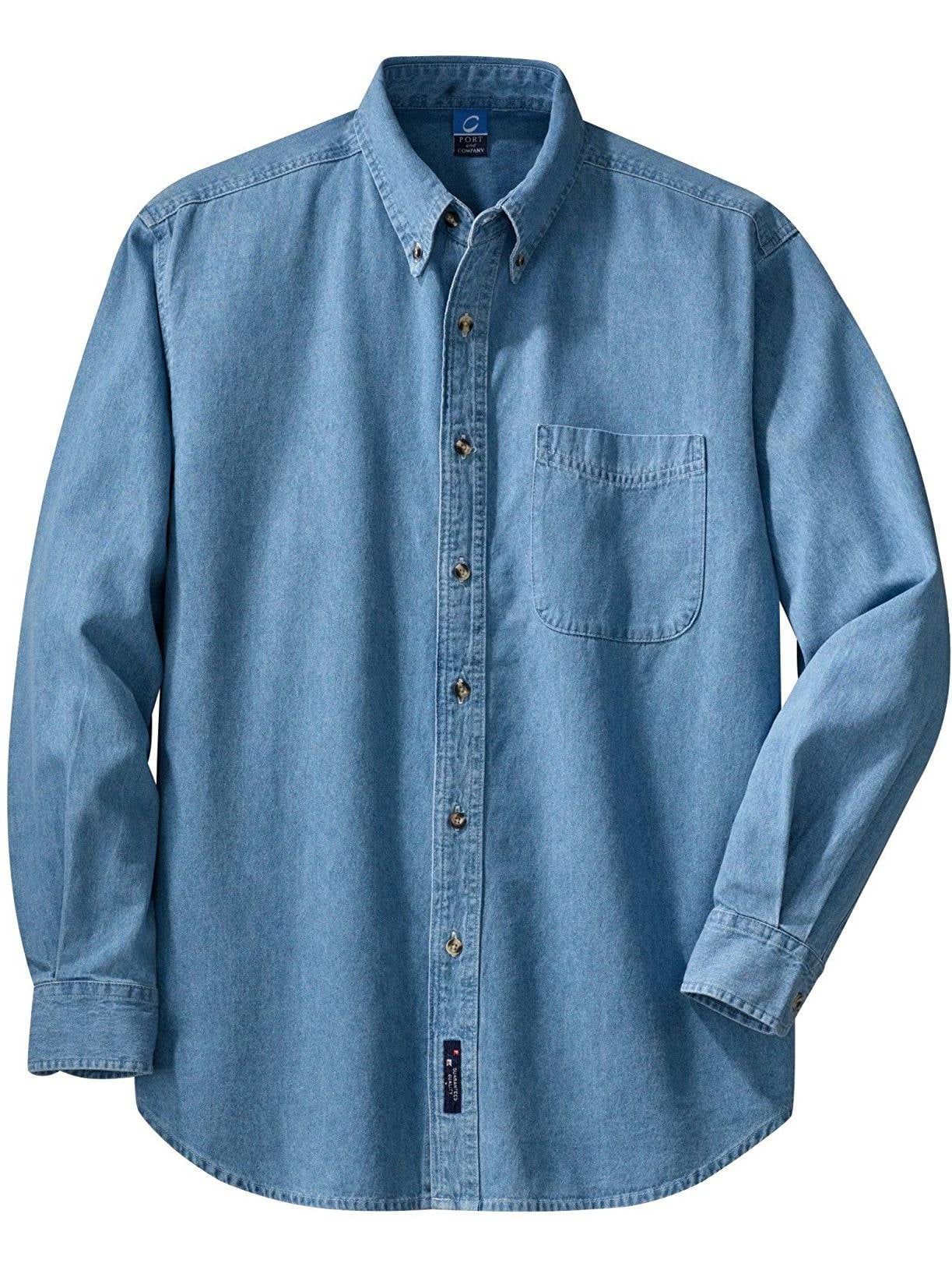 Port & Company - Port & Company Long Sleeve Denim Shirt, - Walmart.com ...