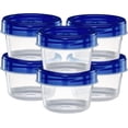 thumbnail image 1 of ELEGANTE DISPOSABLES - Contenedores de almacenamiento de alimentos con tapa atornillada azul reutilizable, apilable, hermético, paquete de recipientes de 10, 1 of 4
