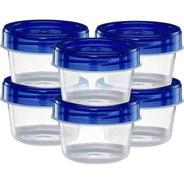 ELEGANTE DISPOSABLES - Contenedores de almacenamiento de alimentos con tapa atornillada azul reutilizable, apilable, hermético, paquete de recipientes de 10