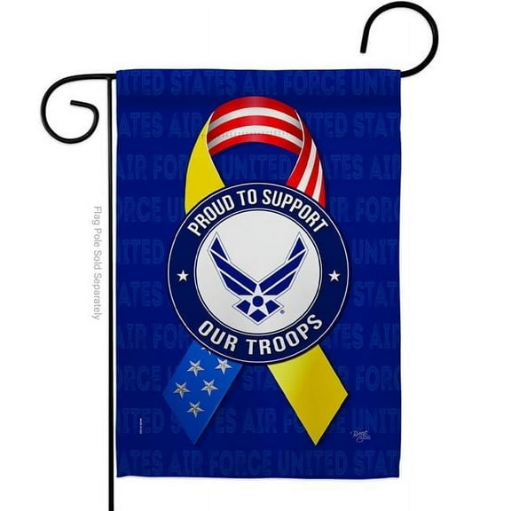 Breeze Decor G158662-BO 13 x 18.5 in. Support Air Force Troops Garden Flag with Armed Forces Double-Sided Decorative Vertical Flags House Decoration Banner Yard Gift