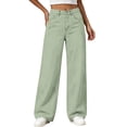 thumbnail image 5 of AVRNLIQ Girls Wide Leg High Waisted Baggy Pants Casual Green for Kids 5-14,Size 13-14 T, 5 of 9