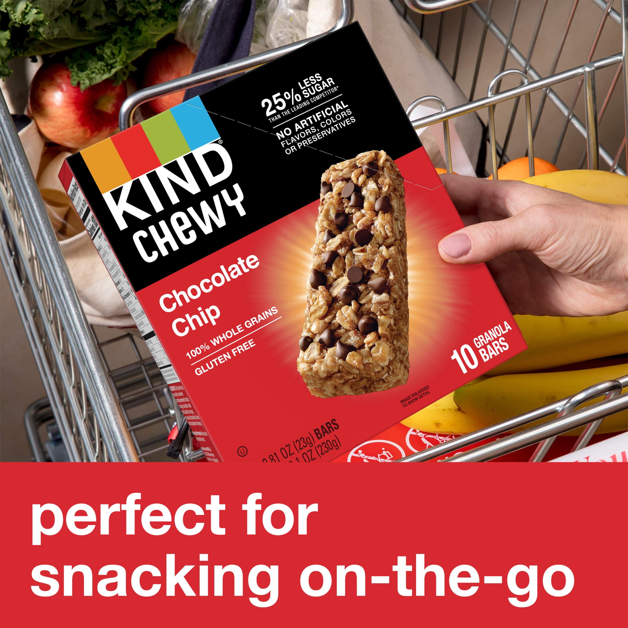 KIND Chewy Granola Bars, Chocolate Chip, Gluten Free, 8.1 oz Box (10 Bars)