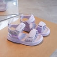 thumbnail image 2 of Xfvqtps Kids Girls Summer Sandals Open Toe Hook and Loop Soft Thick Sole Flats Shoes, 2 of 9