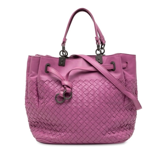 Pre-Owned Bottega Veneta Intrecciato Handbag/Shoulder Bag, 2-Way, Purple Leather,... (Good)