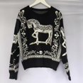 thumbnail image 3 of Suéter de punto Sandros para mujer, estilo francés Y2K, con imágenes de caballos y diamantes de imitación para otoño e invierno, ropa de diseñador de alta gama para mujer, 3 of 5