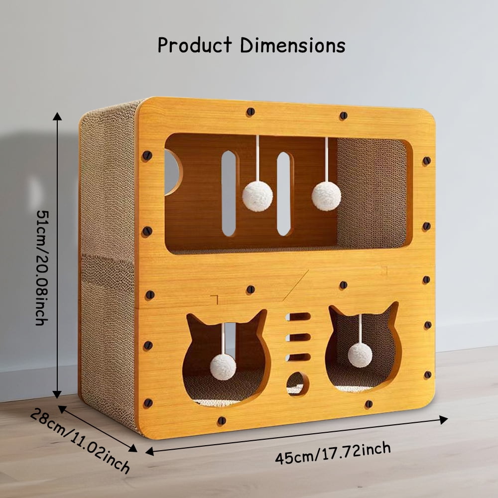 Cat Scratching Board Corrugated Large Space Cat Rest Villa Cat House Cat Bed With Scratch Pads Corrugated Pet Toys