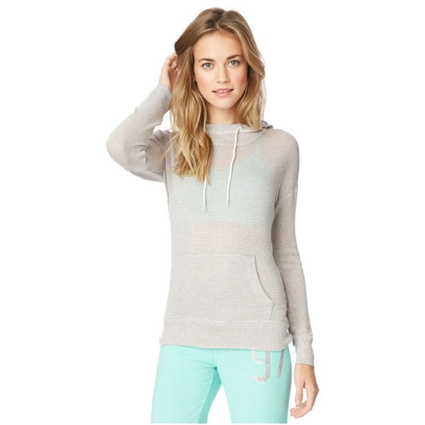 Aeropostale Womens Striped Knit Hoodie Sweatshirt, Grey, Medium -  Walmart.com