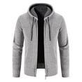 thumbnail image 2 of DHFJKG Mens Zip Up Hooded Sweater Jackets With Fuzzy Lining Solid Color Warm Cardigan Knitted Hoodies Coat With Pockets Soft Outerwear, 2 of 5