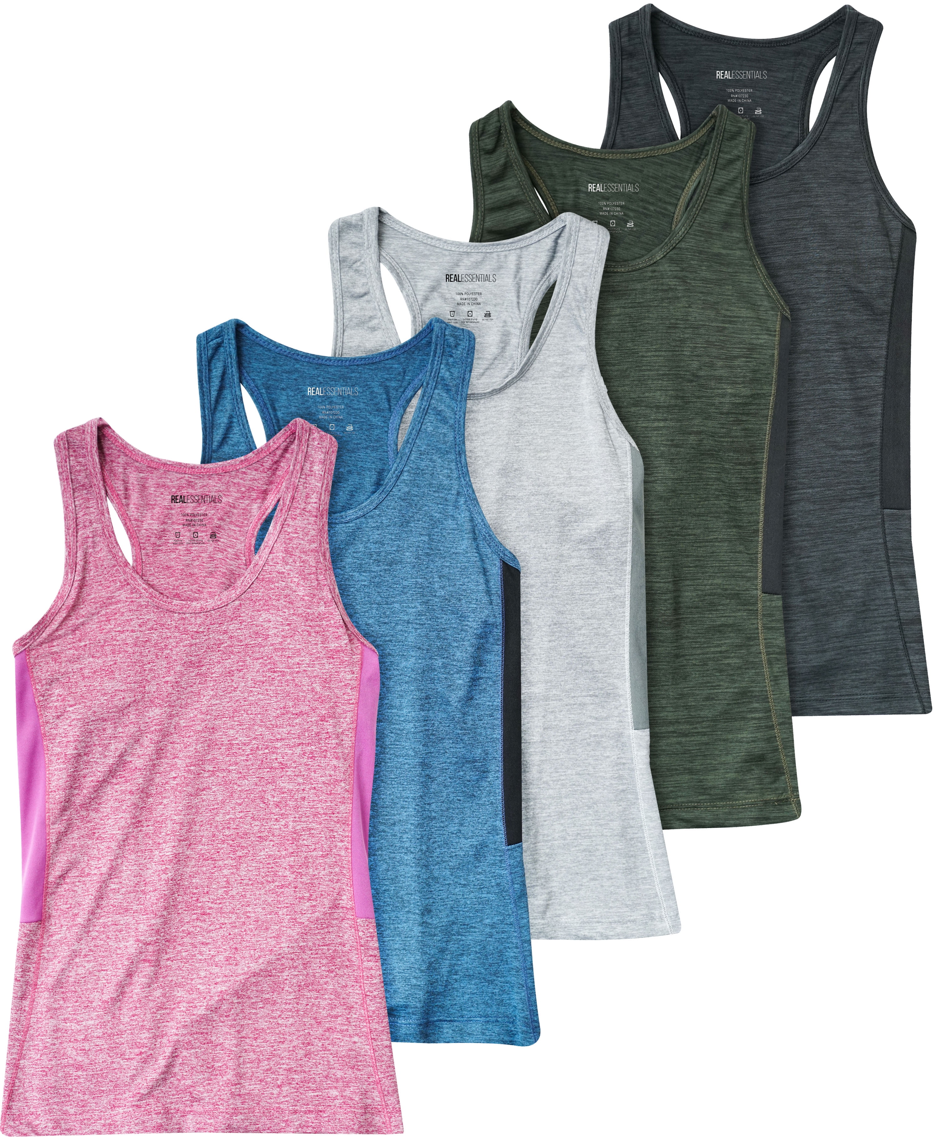 5-Pack Women's Racerback Tank Top Dry-Fit Athletic Performance Yoga  Activewear - Walmart.com