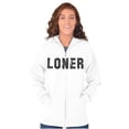 thumbnail image 4 of Loner Simple Anti Social Statement Unisex Fleece Graphic Zip Up Hoodie Brisco Brands 5X, 4 of 5