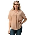 thumbnail image 3 of Dolman Sleeve Silk Solid Blouse Top, 3 of 10