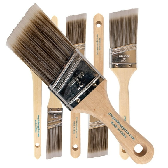 Vermeer Paint Brushes 6-Pack Angle Brushes in Assorted Sizes for All Latex and Oil Paints & Stains