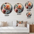 thumbnail image 4 of Designart "Azure Avian on Blossom Perch II" Animals Bird Floral Metal Round Wall Decor, 4 of 5