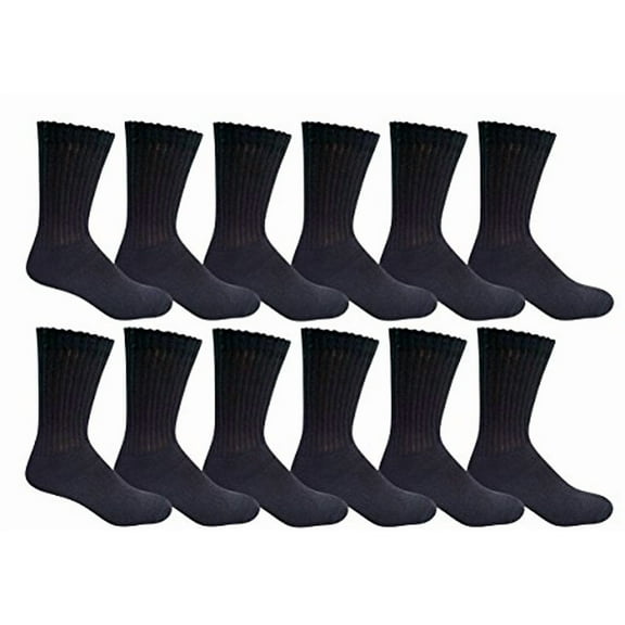 Yacht & Smith Men's 12 Pairs of classic crew socks with full cushion cotton blend, Black, sock size King Size 13-16 (917-972C-13-16-DZ-BLACK)