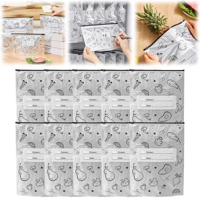 10Pcs Reusable Aluminum Foil Bags Reusable Aluminum Foil Freezer Bags Aluminum Foil Storage Bags For The Freezer Reusable Aluminum Foil Bags Aluminum Foil Bags (Large)
