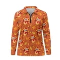 thumbnail image 4 of Yuyamidu Turkey Women Long Sleeve Golf Tennis Shirts Maple Leaves Quarter Zip V-Neck Athletic Shirts Slim Fit Athletic Sportswear Fall Thanksgiving Workout Tops Size L, 4 of 8