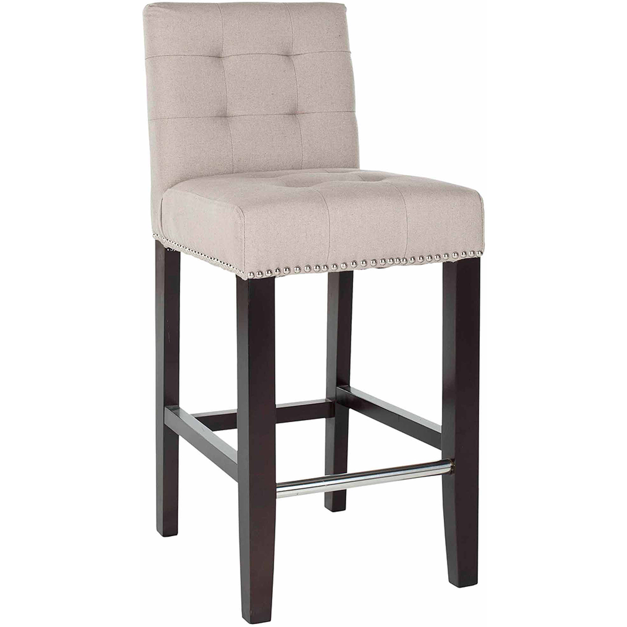 SAFAVIEH Thompson Rustic Glam Tufted Counter Stool with Footrest, Taupe