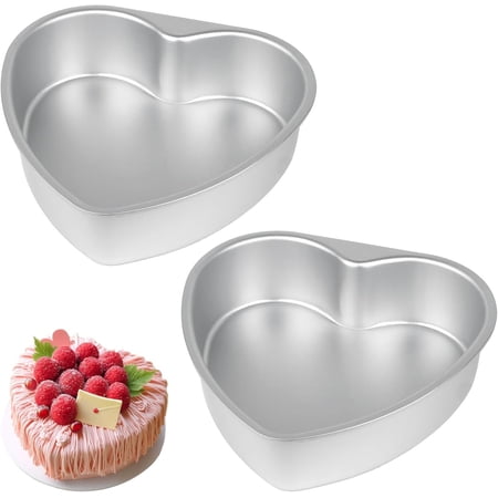 8 Inch Heart Shaped Cake Pan, 2 Pack Heart Cake Pan, Aluminum Heart Shaped Cake Mold, Cake Tin Baking Pan for Valentine's Day, Weddings, Anniversaries, Parties, Family and other Cccasions