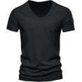 thumbnail image 5 of Rggeeun Men's Tee Shirts Short Sleeve Sheath Solid Color V-Neck Shirts Casual Stylish Beach Vacation Summer Hippie Tops,Black,XXXXL, 5 of 5