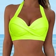 thumbnail image 2 of Hessimy Women Halter Bikini Top Push Up Swimsuit Top Retro Swim Top Twist Front Bathing Suit Top Only(Yellow,XXL), 2 of 5