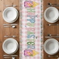 thumbnail image 6 of Happy Easter Table Runner - 90 Inch Long, Kitchen Dining Table Runner Dresser Scarves, Spring Gnomes Duck Floral Eggs Pink Plaid Farmhouse Decor for Coffee Tables Wedding Party Banquet, 6 of 8