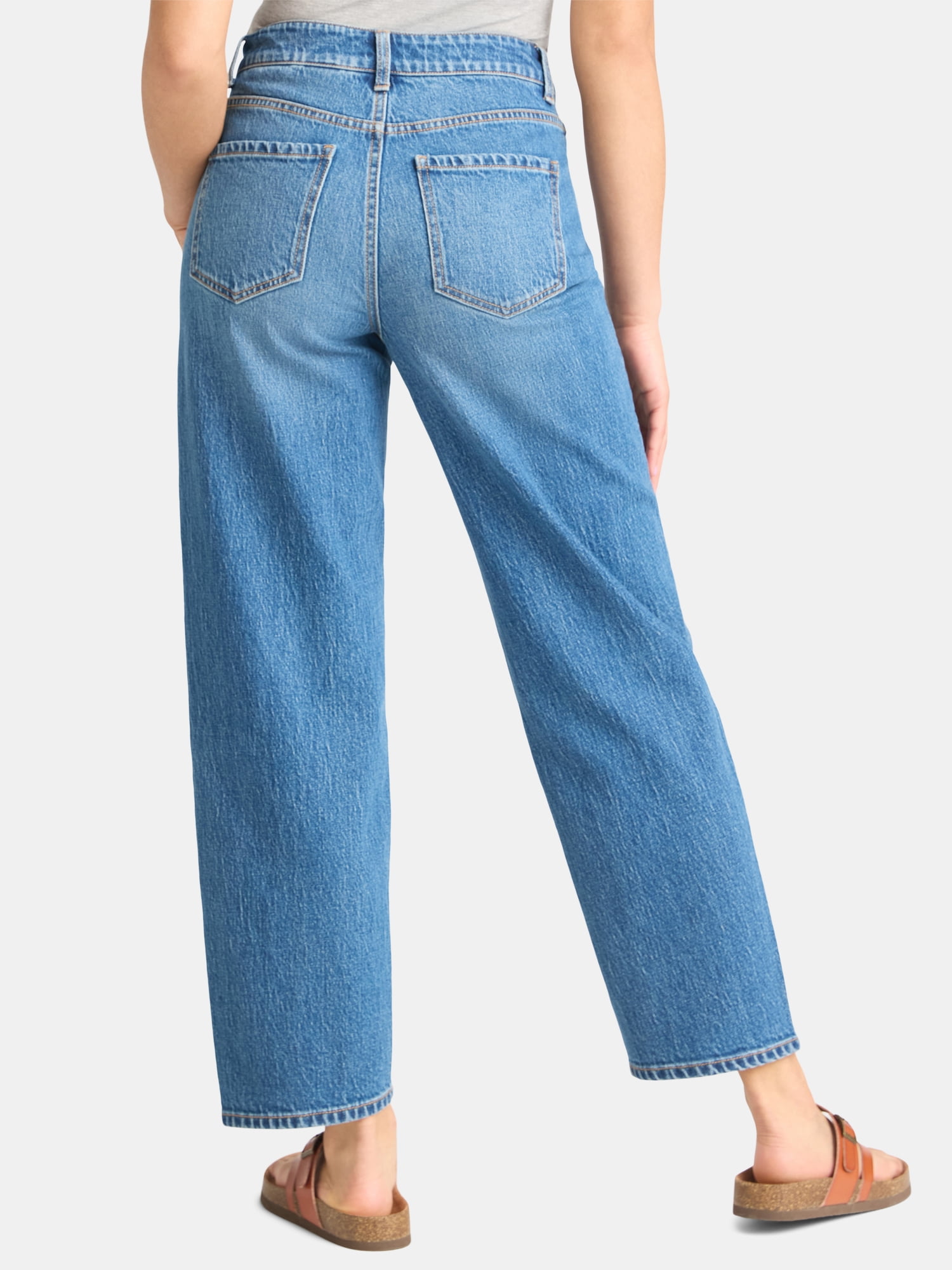 Time and Tru Women's High Rise Barrel Jeans, 26.5" Inseam, Sizes 0-20
