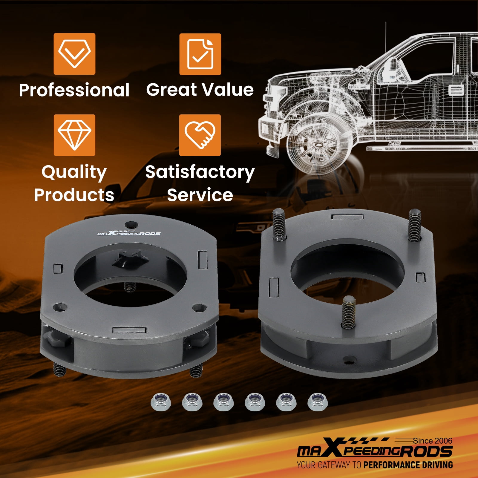 Maxpeedingrods 2" inch Front Leveling Lift Kit For Jeep Grand Cherokee WK2 11-22 Strut Spacers