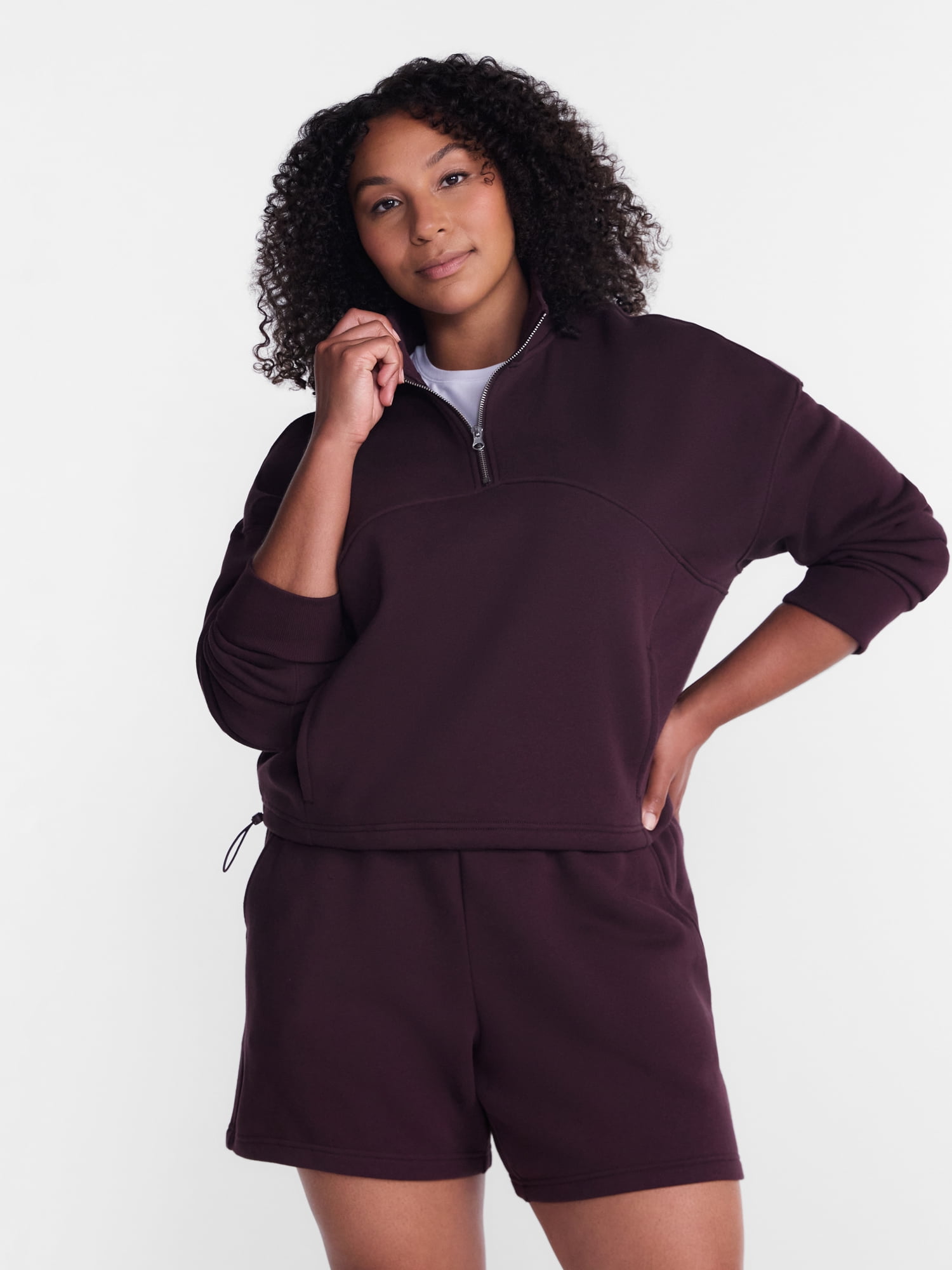 Athletic Works Women's Quarter Zip Fleece Sweatshirt, Sizes XS-XXXL