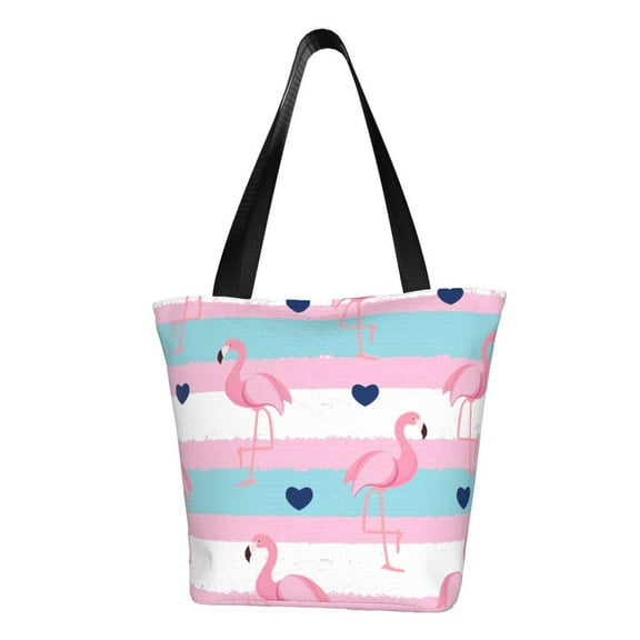 Pofeuu Flamingo1 Print Women Fashion Shoulder Handbags Top Handle Satchel Bags Tote Shoulder Shopping Bag Stylish Canvas Tote Bag