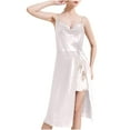 thumbnail image 2 of ylioge Silk Nightgowns for Women Trendy Cowl Neck Spaghetti Strap Midi Dresses Ladies Lace Splice Side Slit Satin Sleepwear Sleepshirts Clearance Sale, 2 of 3