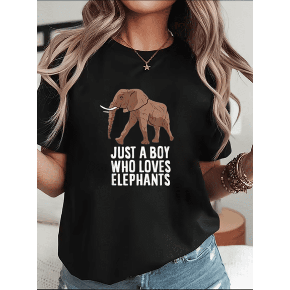 Just A Boy Who Loves Elephants Funny Elephant Lover Quote Unisex T-Shirt, up to Size 5XL