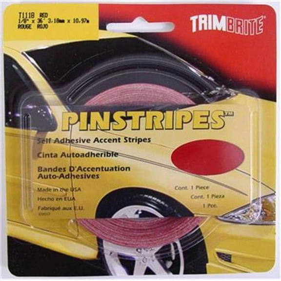 TRIMBRITE T1118 Pinstripe Tape- Red- 0.12 In. X 36 Ft.