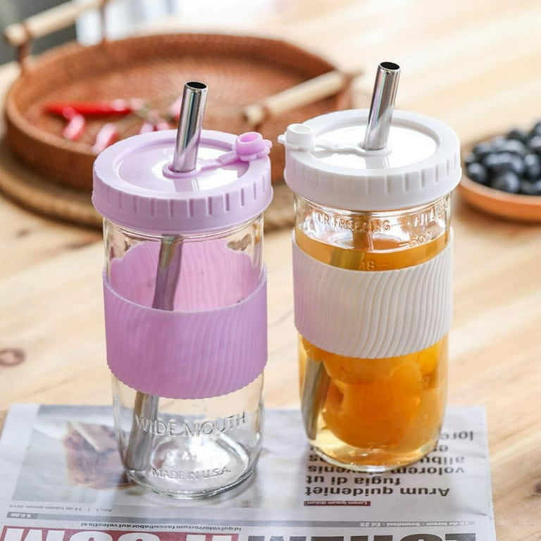 Glass Cup With Straw Mug Glass Lid Straw Cup Water Bottle Water