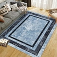 thumbnail image 3 of Geetinfly 2*6FT Area Rugs 1150Gsm 100% Polyester Rug 350Gsm Velvet Weight Pearl Velvet Washed Back Folding Simulation Printed Carpet Xm-Modern-Fang Cun Joy Blue tint, 3 of 8