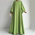 thumbnail image 4 of New Summer Arrivals SMihono Women's Puff Long Sleeve Flowy Maxi Dress, Solid Color Crewneck Ruched Casual Dresses Loose Fit Comfy Trendy Clothes Green L, 4 of 4