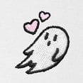 thumbnail image 2 of Dalix Heartly Ghost Embroidery Relaxed Hoodie Soft Fleece Sweatshirt Drawcord Fit Lounge Womens in White XS X-Small, 2 of 5