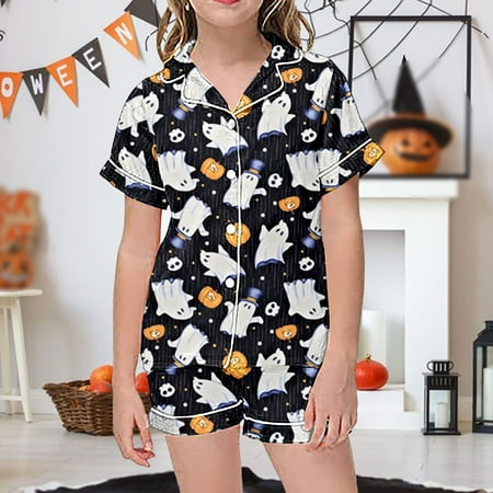 

Toddler Halloween Costume Girl Kids Pajamas Black Home Clothes Cartoon Bathrobe Plush Deals Of the Day Clearance 140