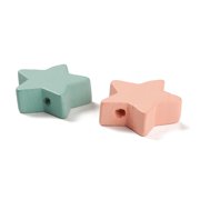 Spray Painted Natural Maple Wood Beads Star Mixed Color 18x19.50x6mmHole:2.50mm