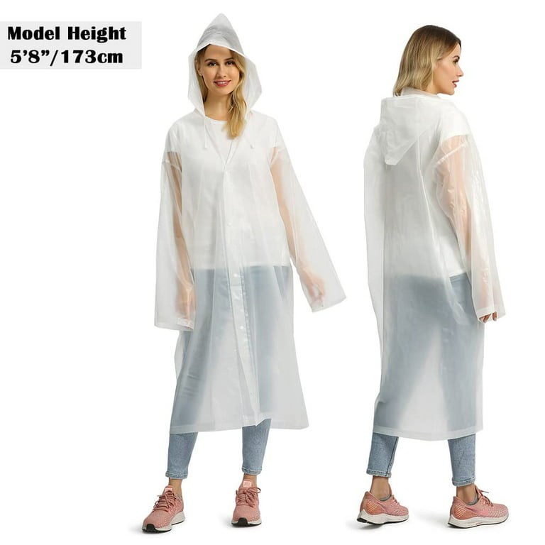 EMOKING 2 Pack Raincoats for Adults Reusable, EVA Rain Ponchos Lightweight  Rain Coat Waterproof Rain Gear for Men and Women