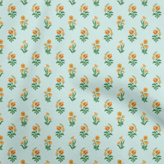 oneOone Polyester Spandex Aquamarine Fabric Florals Craft Projects Decor Fabric Printed By The Yard 56 Inch Wide