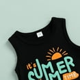 thumbnail image 4 of Baby Boy Outfit Seaside Resort Style Kids Boys' Summer Sleeveless Letter Coconut Tree Print Tank and Shorts Baby Outfits Black 0 Months-6 Months, 4 of 7