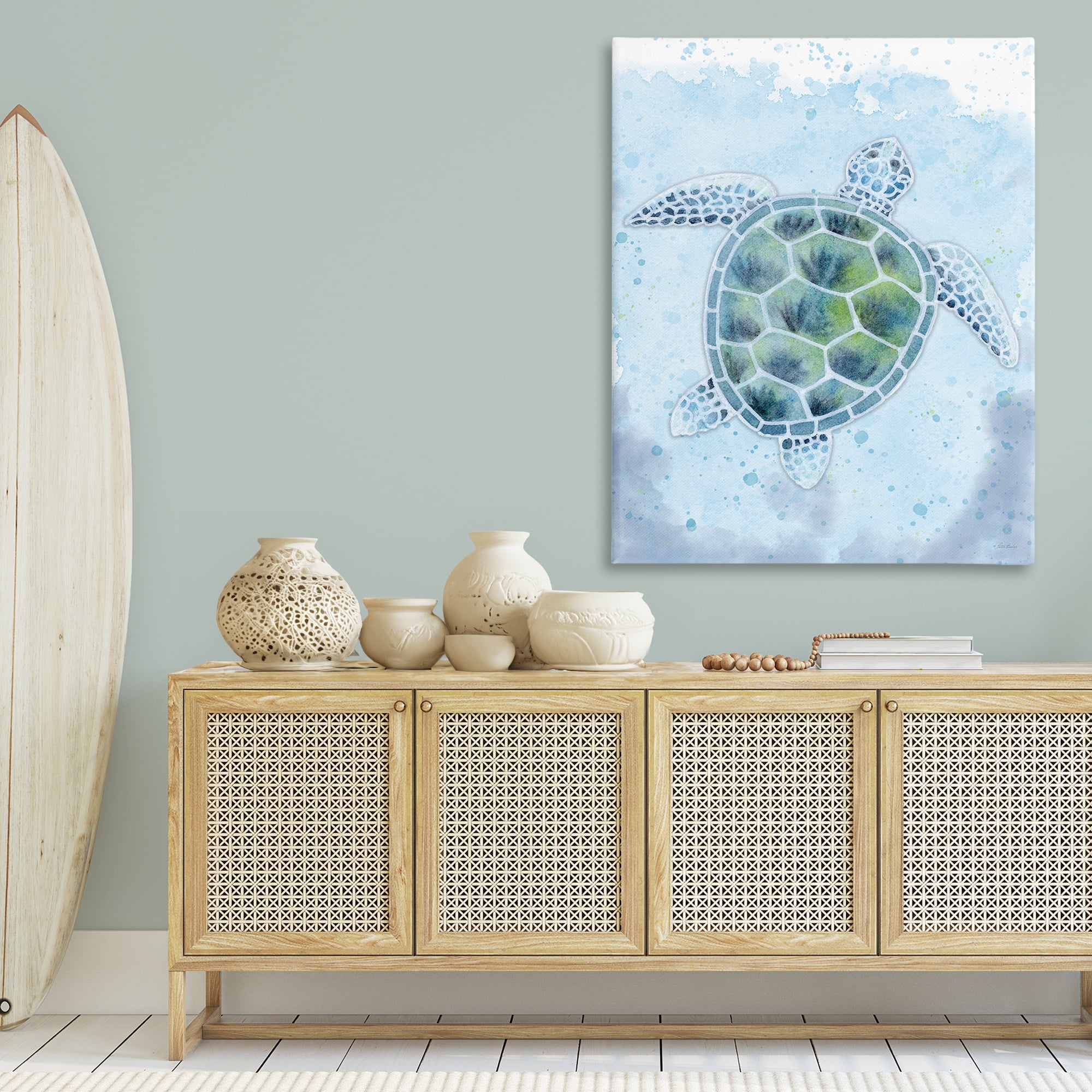 Stupell Industries Stained Glass Turtle Nautical & Beach Painting Wrapped Canvas Art Print Wall Art, 36 x 48
