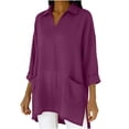 thumbnail image 5 of Bixock Women's Maternity Tops Long Sleeve Shirts V Neck Cotton Linen Loose Pregnant Casual Blouse with Pockets Soft Breathable Daily Wear Maternity Clothings, 5 of 7