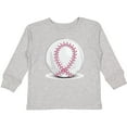 thumbnail image 3 of Inktastic Pink Breast Cancer Ribbon Baseball Boys or Girls Long Sleeve Toddler T-Shirt, 3 of 5