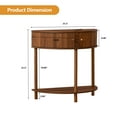 thumbnail image 4 of PHOYAL Fluted Half Moon Console Table with Drawers and Storage, Wooden Semi Circle End table with Shelf for Living Room, Half Round Side Table for Entryway Hallway, Walnut, 4 of 8