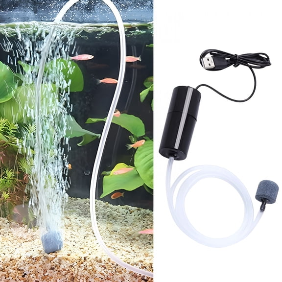 CURYMAY Usb Rechargeable Submersible Water Pump,5V Ultra Quiet Oxygen Pump for Home Aquarium Fish Tank,Portable Mini Aerator with Air Stone for Small Tanks,Outdoor Fishing And Fish Transportation