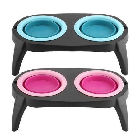 - Ashata Collapsible Dog Foldable Double Cups Dish Pet Dog Food Water Portable Travel Feeding Bowl Pink, Portable Dog Feeding Bowl,Dog Feeding Bowl