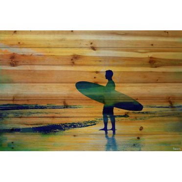 Parvez Taj Surf at Dusk Pinewood Wall Art
