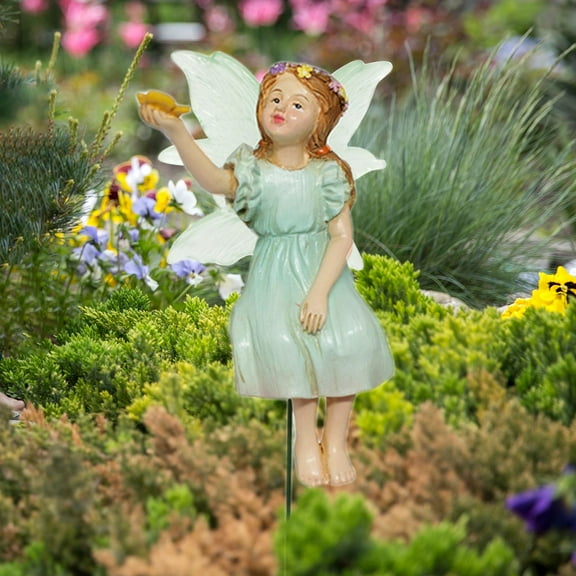 koolsoo Miniature Fairy Figurine ,Miniature Fairy Garden Statue ,Shining in Dark ,Butterfly Fairy Sculpture Micro Landscape Ornament