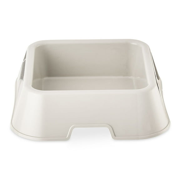 Vibrant Life Medium Square Double Wall Plastic Dog Bowl, Gray